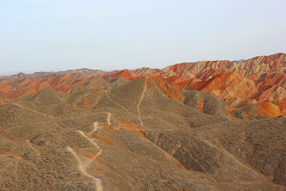 danxia, scenery, mountain, landscape, desert, rock, environment HD wallpaper