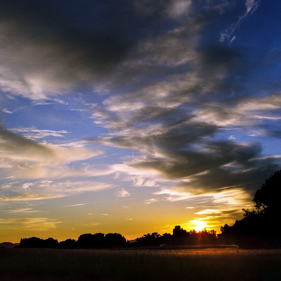 Sunset, Clouds, Sky, Landscape, nature, orange, morning, evening HD wallpaper
