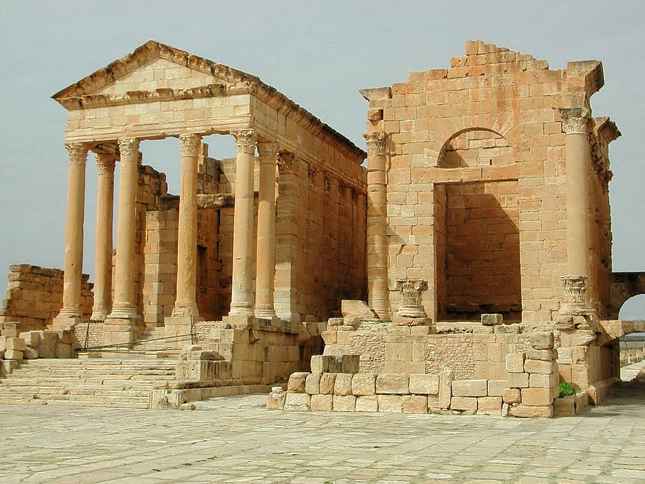 Roman, Ruins, Sbeitla, Tunisia, Africa, architecture, building