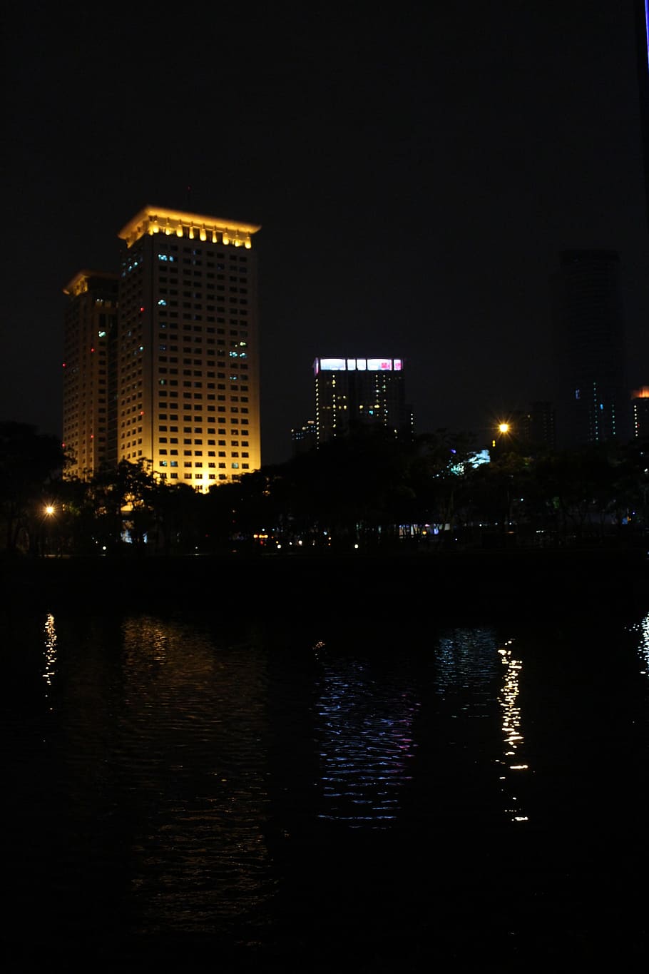 night view, construction, reflection, building exterior, architecture HD wallpaper