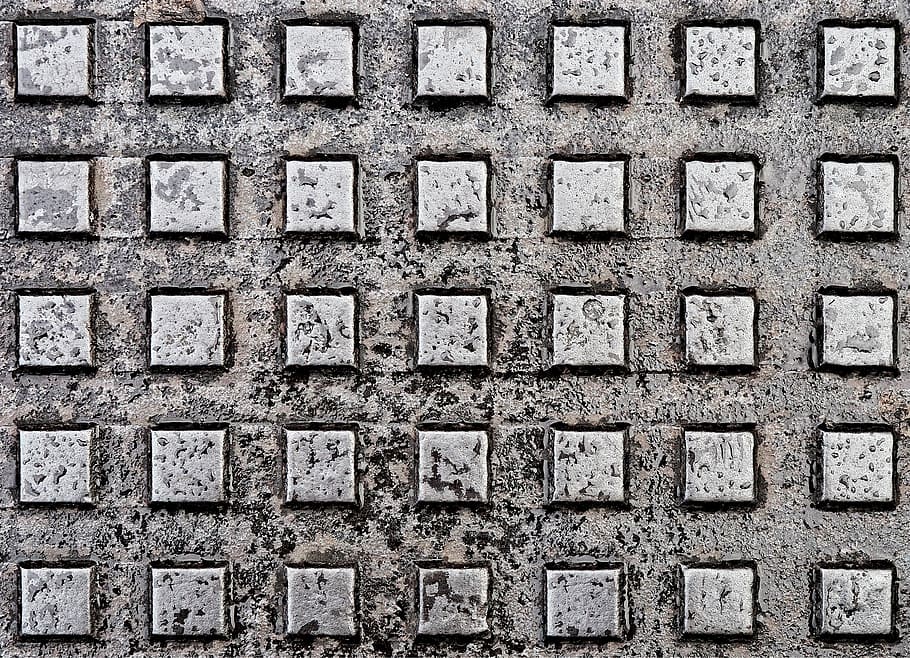 square gray frame, metal, grunge, cover, plate, array, grid, old