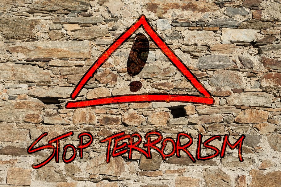Stop Terrorism graffiti, terrorists, violent, destruction, crime, HD wallpaper