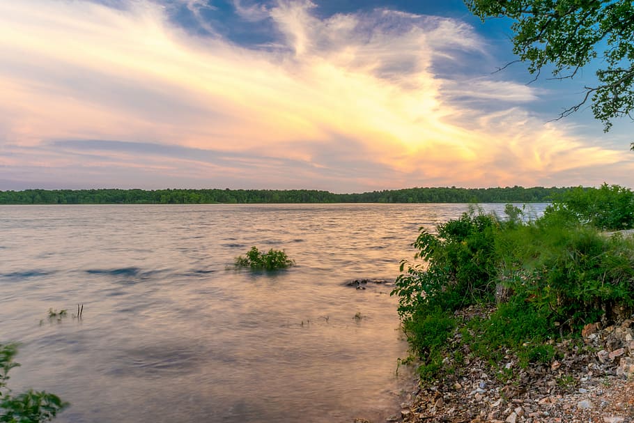 whispy, sky, clouds, nature, lake, time lapse, soft, skies HD wallpaper