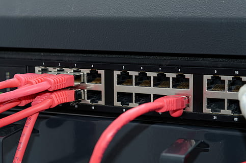 red USB cable wire plugged in black electronic appliance, network HD wallpaper