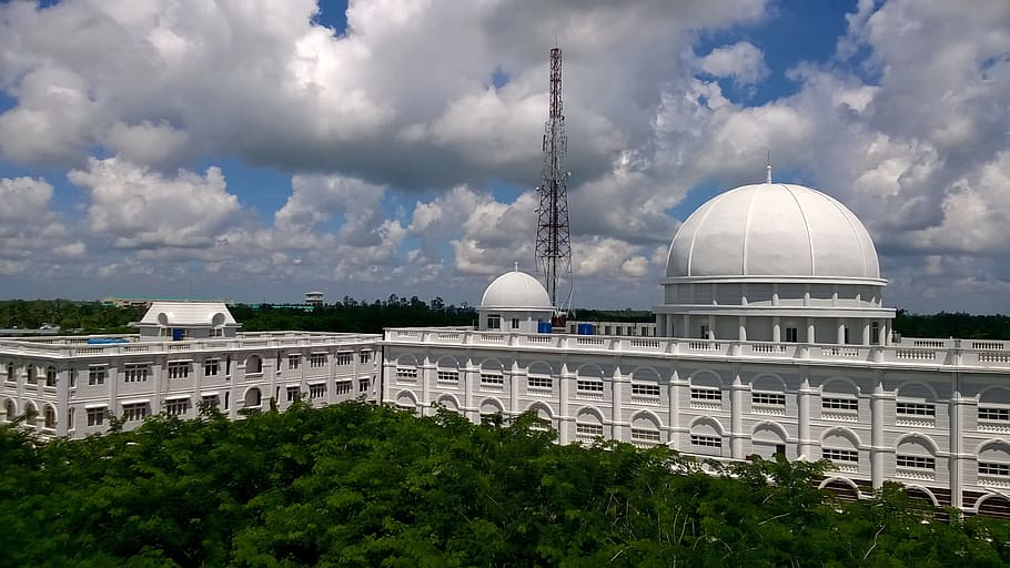 white cloud, dome, sunny, bright, light, green, scenery, nice picture HD wallpaper