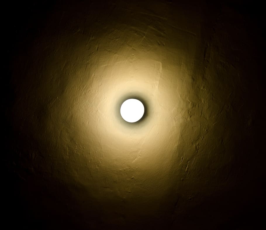 lamp, light, structure, circle, wall, darkness, illuminated HD wallpaper