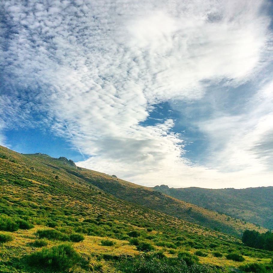mount, green, life, trees, landscape, clouds, hill, tilt, cloud - sky HD wallpaper