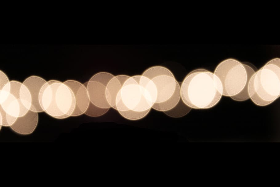 bokeh, lights, white, blur, illuminated, black background, night HD wallpaper