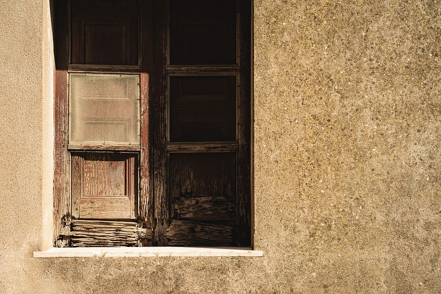 closed brown wooden window, brown wooden window, wall, pattern HD wallpaper