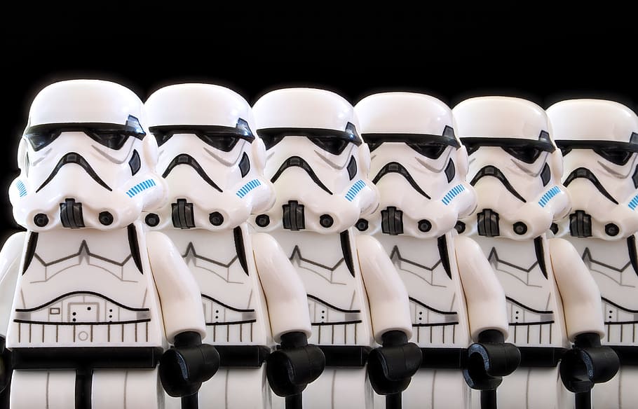 Storm Trooper minifigs, stormtrooper, star wars, lego, parade, HD wallpaper