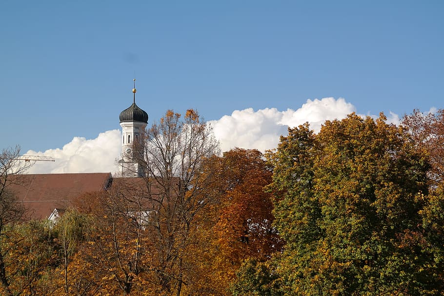 Ulm, Church, Clouds, sky, cloud mountains, white, blue, autumn HD wallpaper