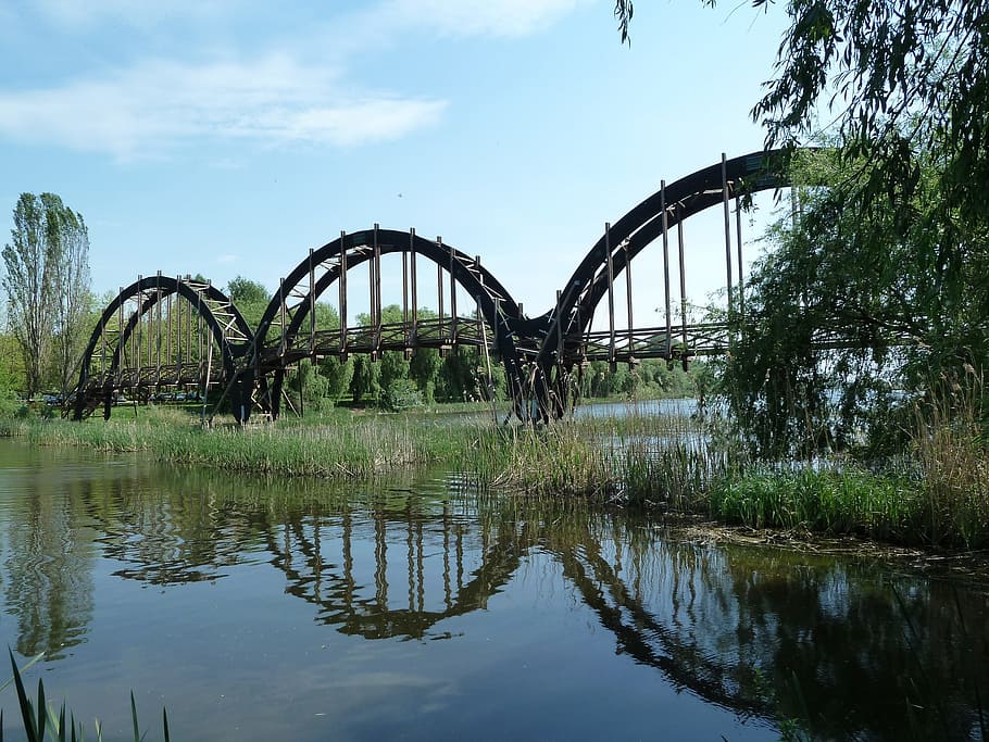bridge, nature, water, river, sky, reflection, waterfront, no people HD wallpaper