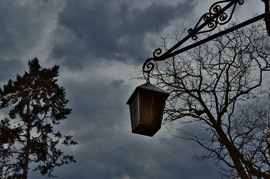 lantern, mystical, esoteric, atmospheric, sky, gloomy, clouds HD wallpaper