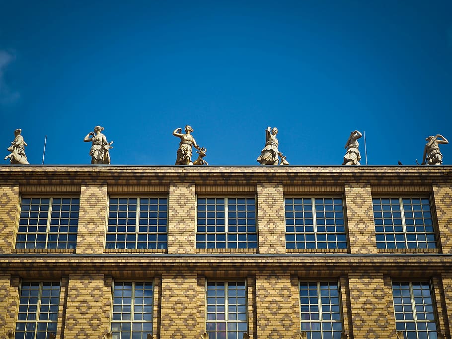 architecture, figures, statue, sculpture, building, facade HD wallpaper