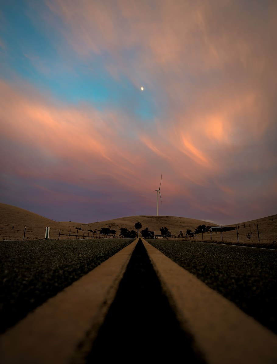 gray and white dirt road under blue and white clouds, low-angle photography of road during day HD wallpaper