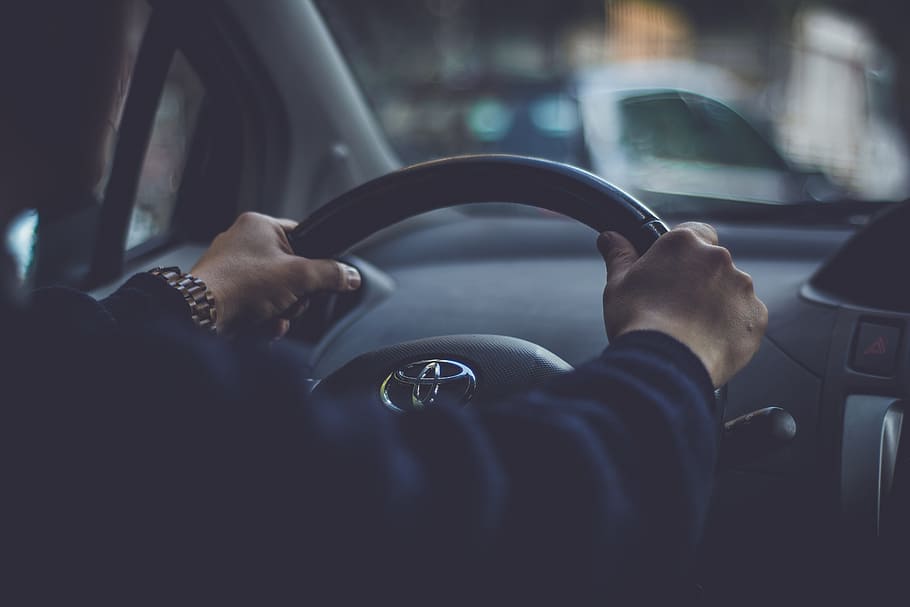 person holding steering wheel, man driving on street, Away, hand, HD wallpaper