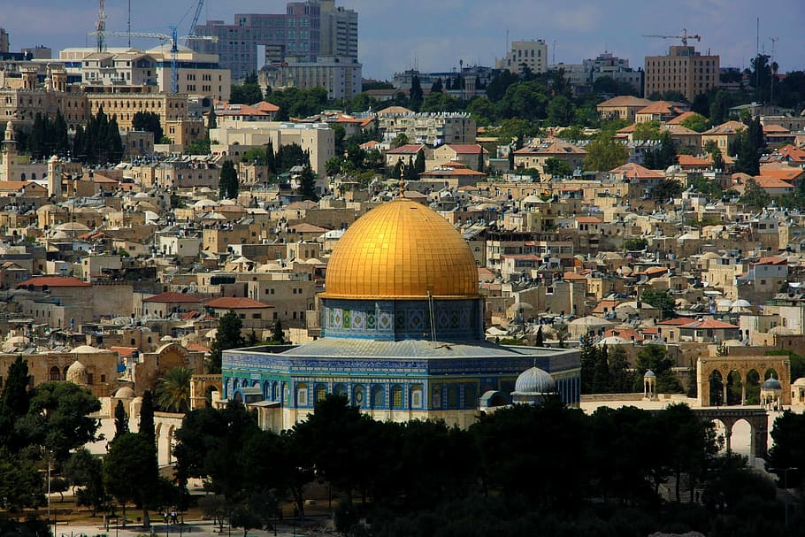 blue temple, the palestinian authority, jerusalem, filistina, HD wallpaper