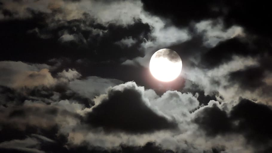 Full Moon, Night, Moonlight, Lunar, celestial, cloud - sky HD wallpaper