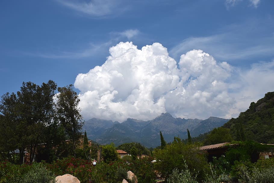 clouds, cumulus, thundercloud, mountains, sky, landscape, dramatic HD wallpaper