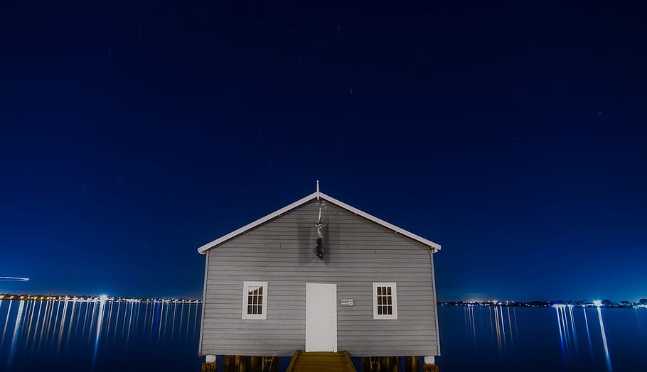 nature, sky, lights, night, architecture, building, evening, house HD wallpaper