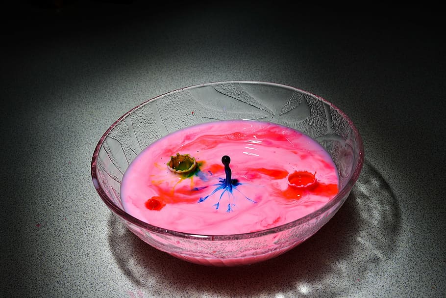 drops, bowl, liquid, pink, indoors, close-up, healthy eating HD wallpaper