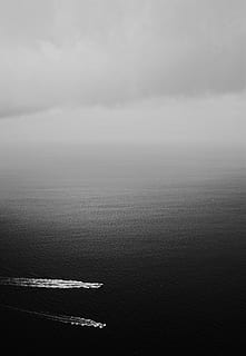 grayscale photography of two boats on a body of water, untitled HD wallpaper