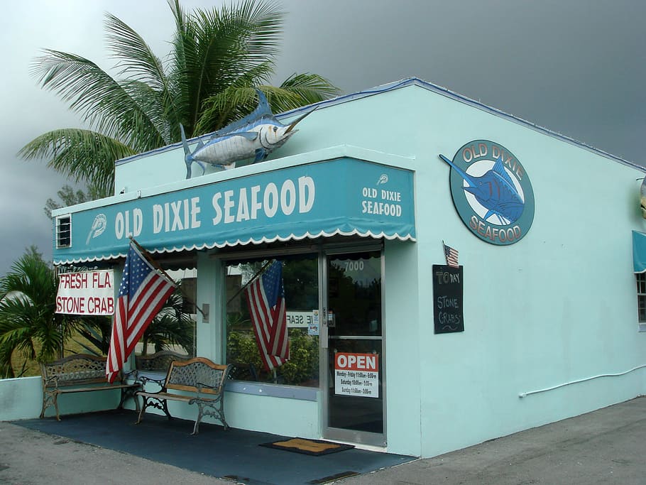 Old Dixie Seafood Market in Boca Raton, Florida, building, photos, HD wallpaper