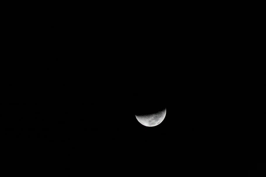 dark, sky, night, nighttime, moon, crescent, lunar, space, moonlight HD wallpaper