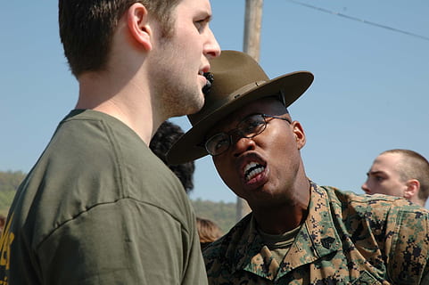 man wearing hat and eyeglasses, military, drill instructor HD wallpaper