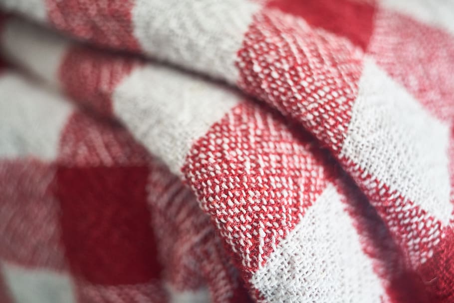 white and red textile, cover, abstract, plaid, texture, cotton HD wallpaper