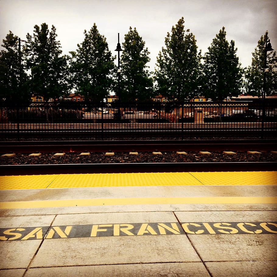 Caltrain, Platform, Northbound, san francisco, trees, tracks HD wallpaper