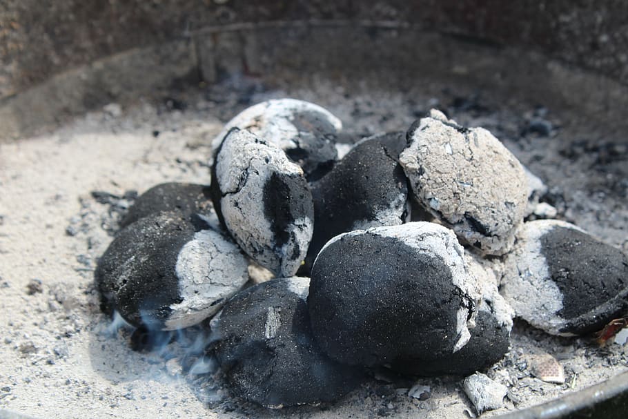 briquette, fire, grill, smoke, kindling, no people, day, land, HD wallpaper