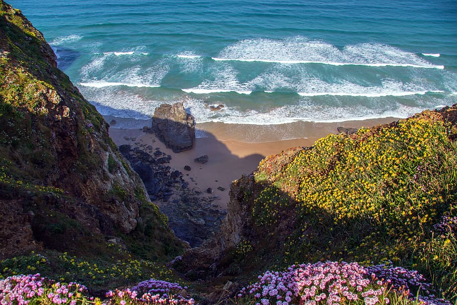 cornwall, south gland, atlantic, water, sea, beauty in nature HD wallpaper