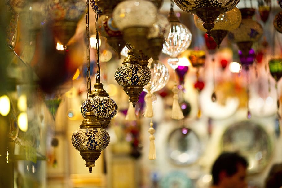 depth of field photography of ceiling lamps, chandelier, light, HD wallpaper