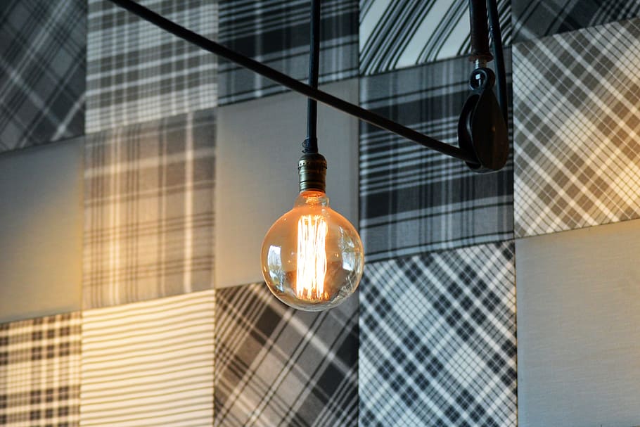 turned on light bulb, hanging, lightbulb, lamp, electricity HD wallpaper