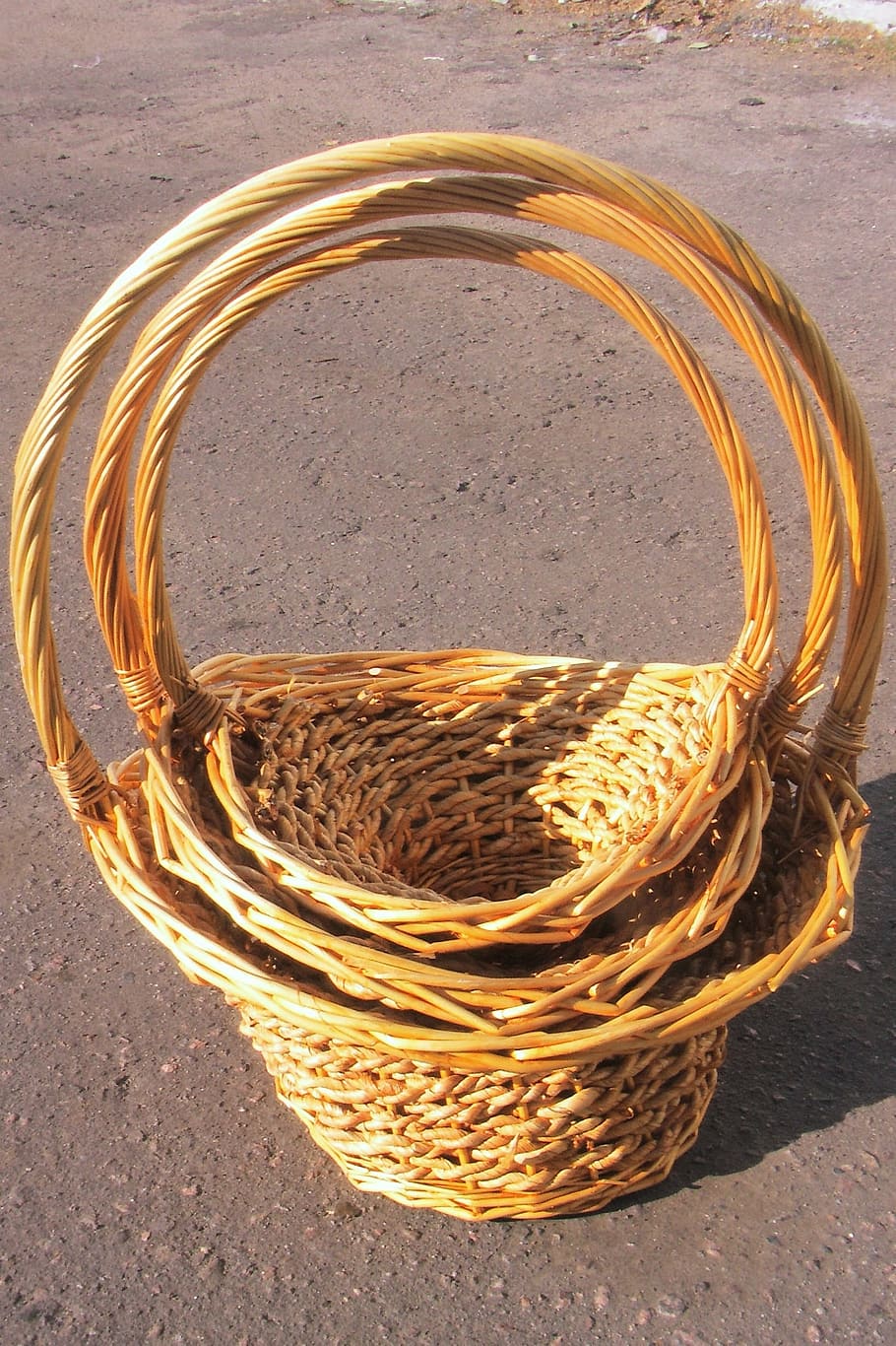 wicker, basket, hats, container, high angle view, no people HD wallpaper
