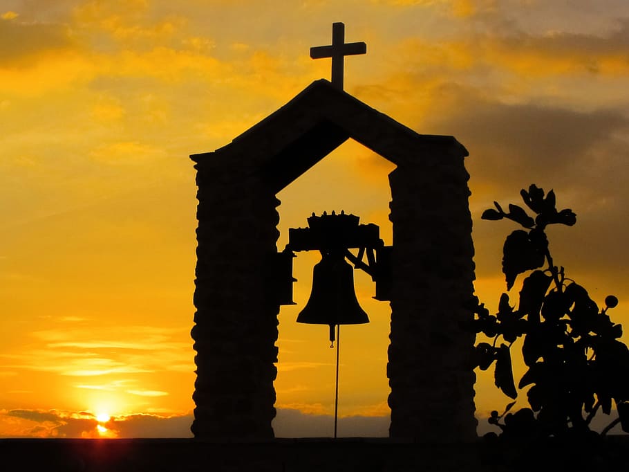 Belfry, Sunset, Clouds, Sunlight, shadows, church, religion HD wallpaper