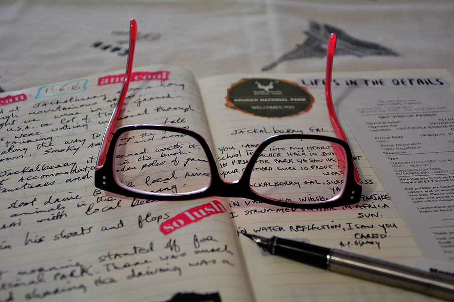 Visual Diary, Keeping Records, writing up, paper work, eyeglasses HD wallpaper
