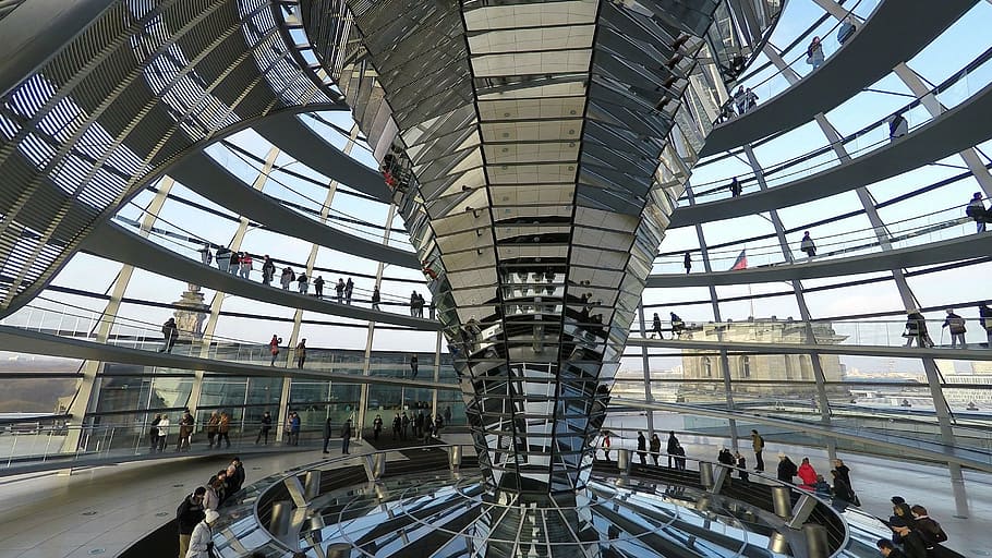 bundestag, dome, berlin, reichstag, building, government district, HD wallpaper