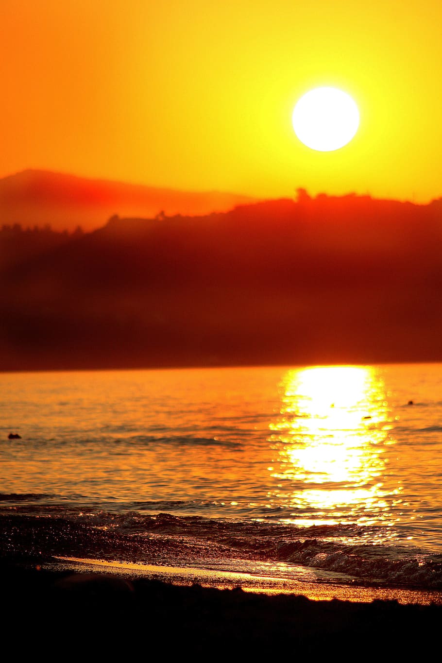 Lying, Sun, Beach, Sky, sunset, sea, scenics, orange color HD wallpaper