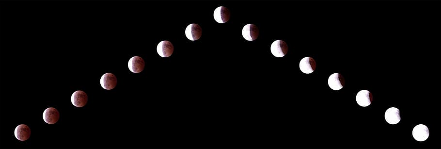 lunar eclipse, moon, night view, black background, no people HD wallpaper