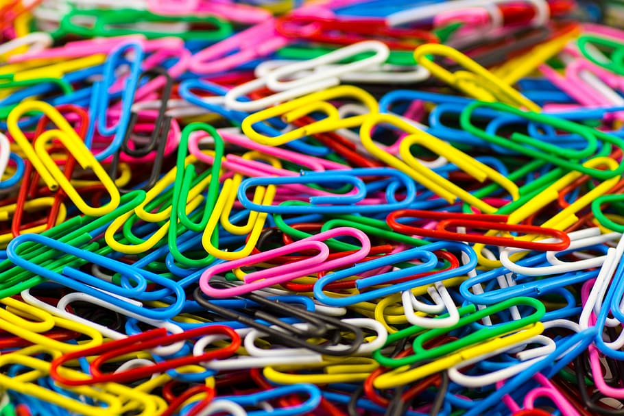 macro photography of paper clip lot, paperclip, office, office accessories