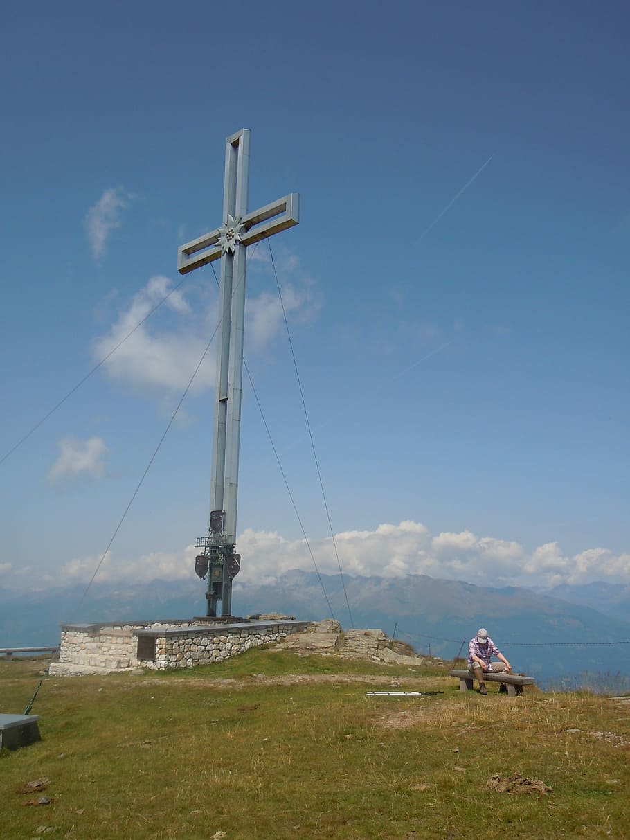 Mountain, Cross, Summit Cross, Alpine, mountains, hiking, sky HD wallpaper