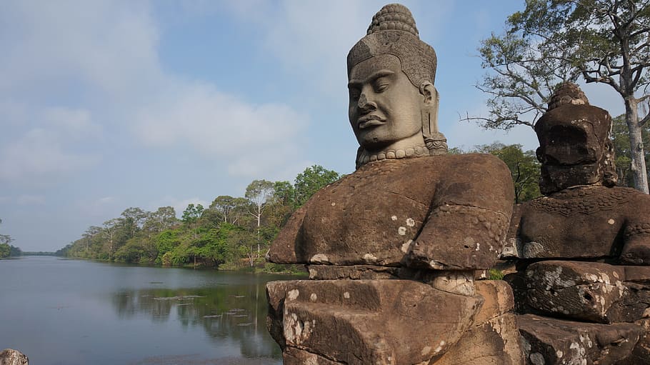 angkor wat, cambodia, buddha, sculpture, human representation