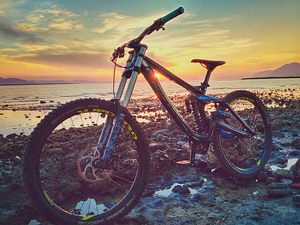 Chalkida, Ghost Bikes, Sunset, bicycle, cycling, outdoors, beach HD wallpaper
