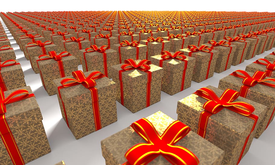 gift box lot, present, holiday, christmas, ribbon, celebration, HD wallpaper