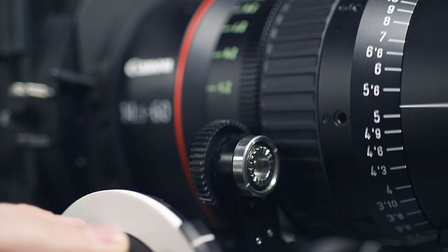 macro shot of black Canon DSLR camera, black camera lens, dial HD wallpaper