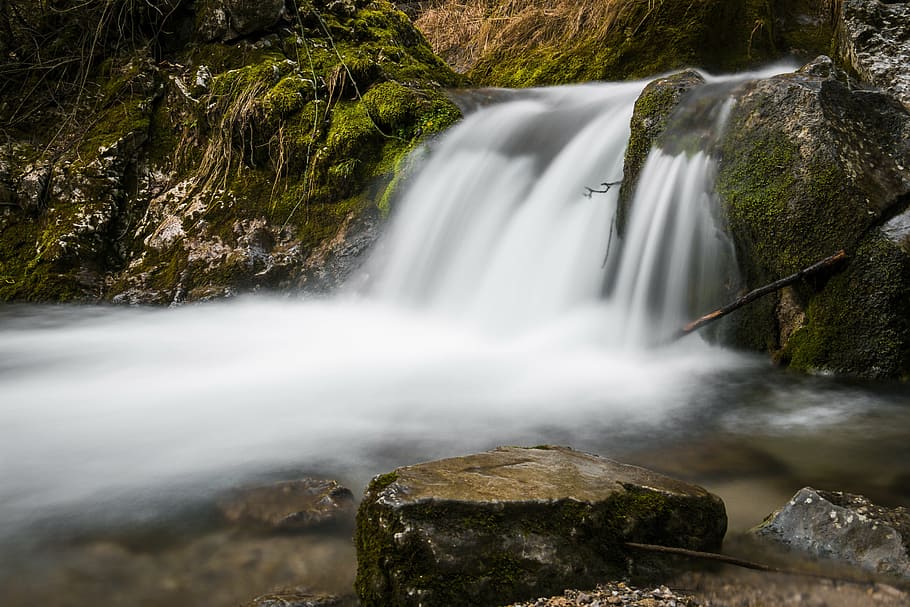 waterfalls during daytime, bach, river, nature, flow, landscape HD wallpaper