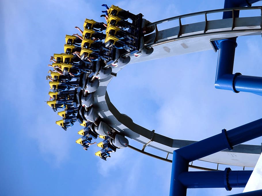 roller coaster, people, ride, park, amusement, entertainment HD wallpaper