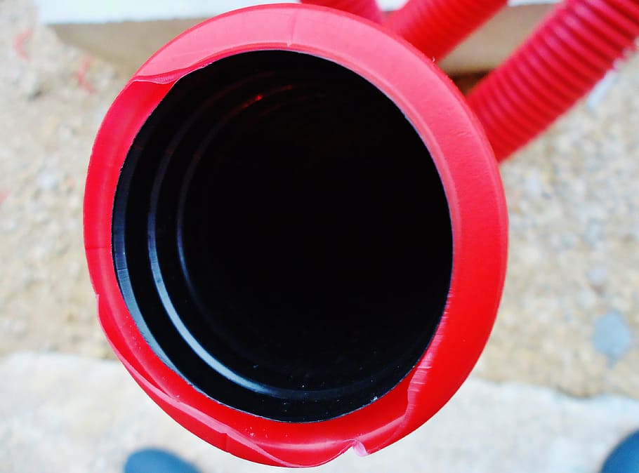 hose, red, work, close-up, circle, geometric shape, focus on foreground HD wallpaper